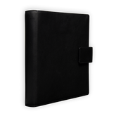 Schwarzes Ringbuch Rindleder Druckknopfverschluss Rindnappa edel handgefertigt